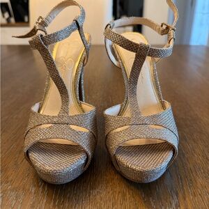 Jessica Simpson Gold T-Strap Heels